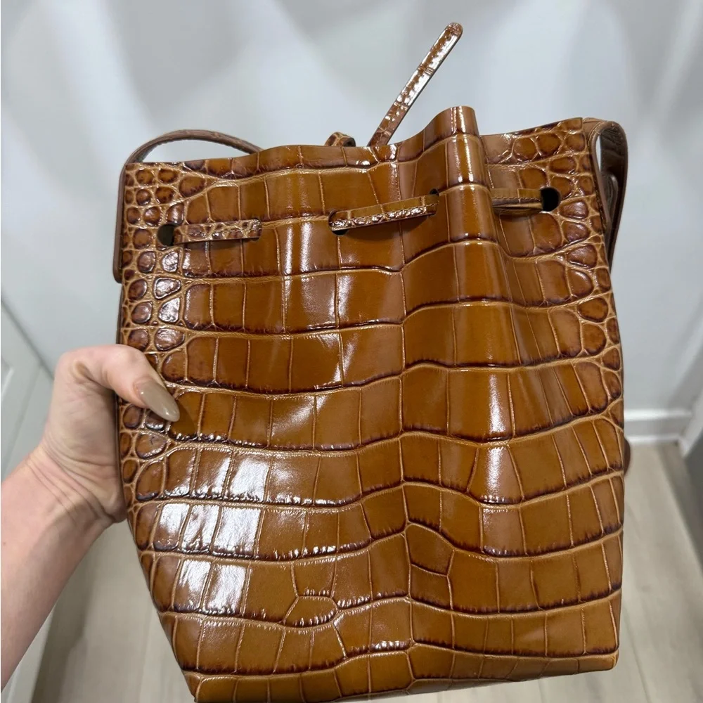 Mansur Gavriel Tan Croc-Embossed Mini Bag - Picture 5 of 7